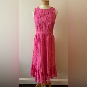 J.CREW Pink Fully-Lined Eyelet Midi Dress 4